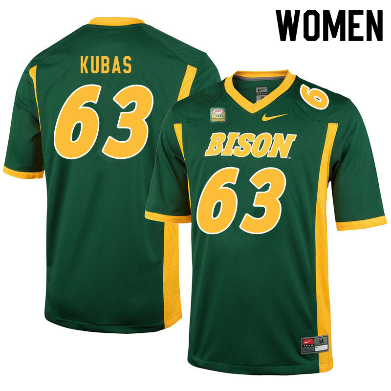 Women #63 Jake Kubas North Dakota State Bison College Football Jerseys Sale-Green - Click Image to Close